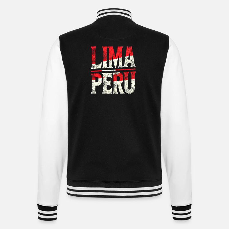 Lettrage rétro de Lima, Pérou - Veste Teddy - noir/blanc