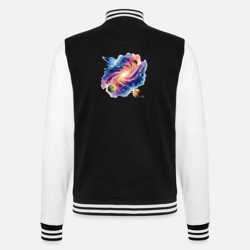 Vortex galactique avec constellations planétaires - Veste Teddy - noir/blanc
