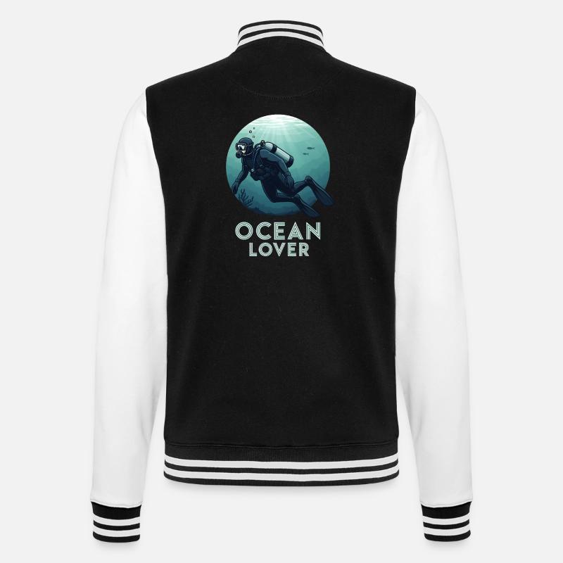Ocean Lover Diver - College Sweat Jacket - black/white
