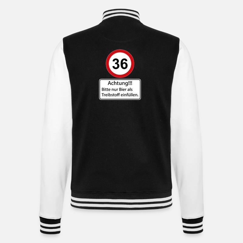 36 Attention : ne remplissez que de la bière comme carburant - Veste Teddy - noir/blanc