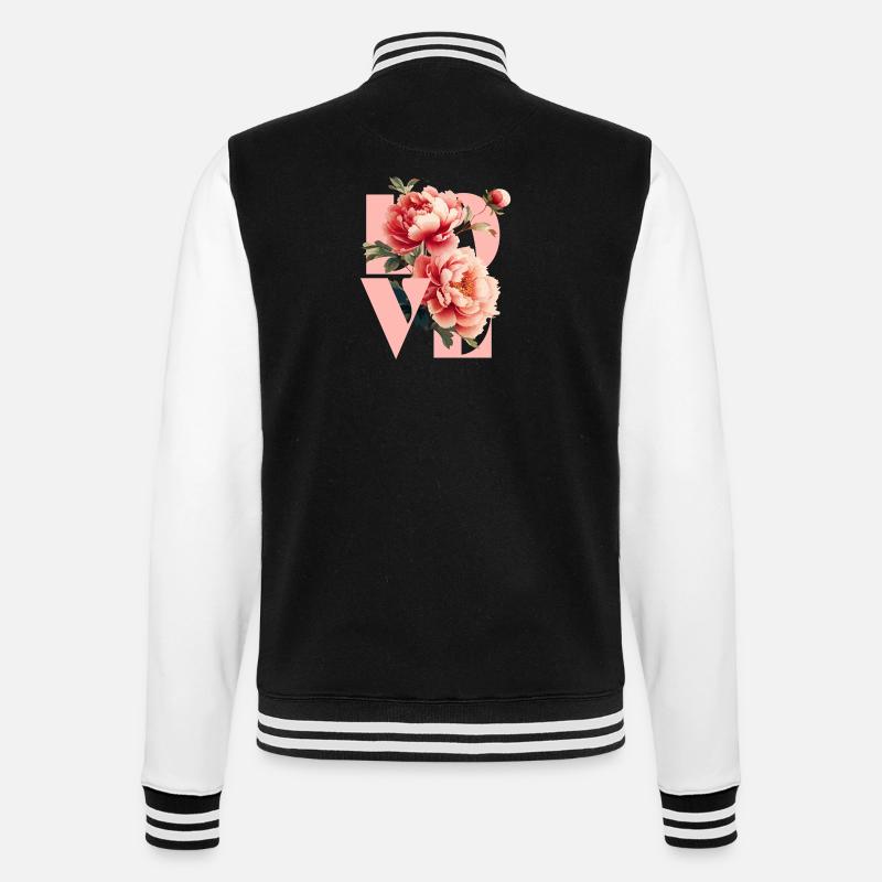 Design élégant de pivoine florale - Veste Teddy - noir/blanc