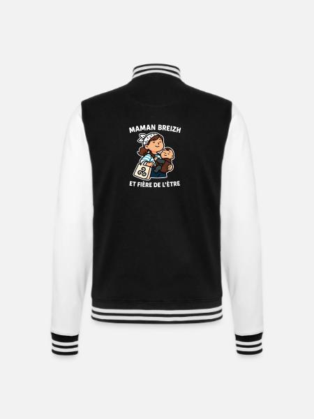 Bretagne - Stolze bretonische Mutter Breizh und Triskel - College-Sweatjacke - Schwarz/Weiß