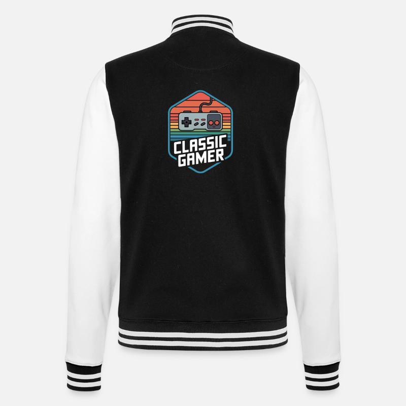 Classic Gamer Retro Controller Nostalgia - College Sweat Jacket - black/white
