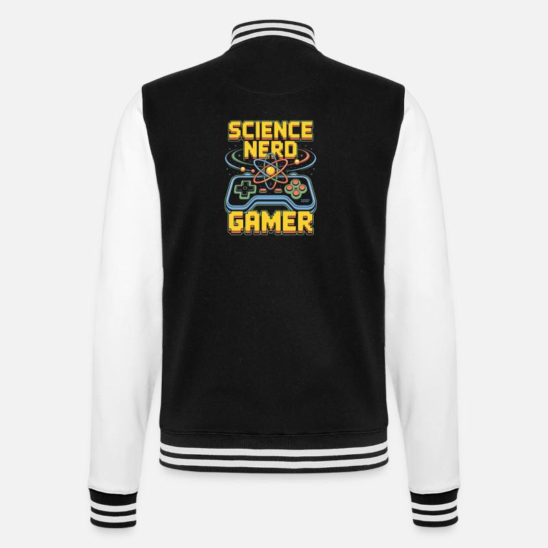 Science Nerd Gamer Atom Controller Wissenschaft - College-Sweatjacke - Schwarz/Weiß