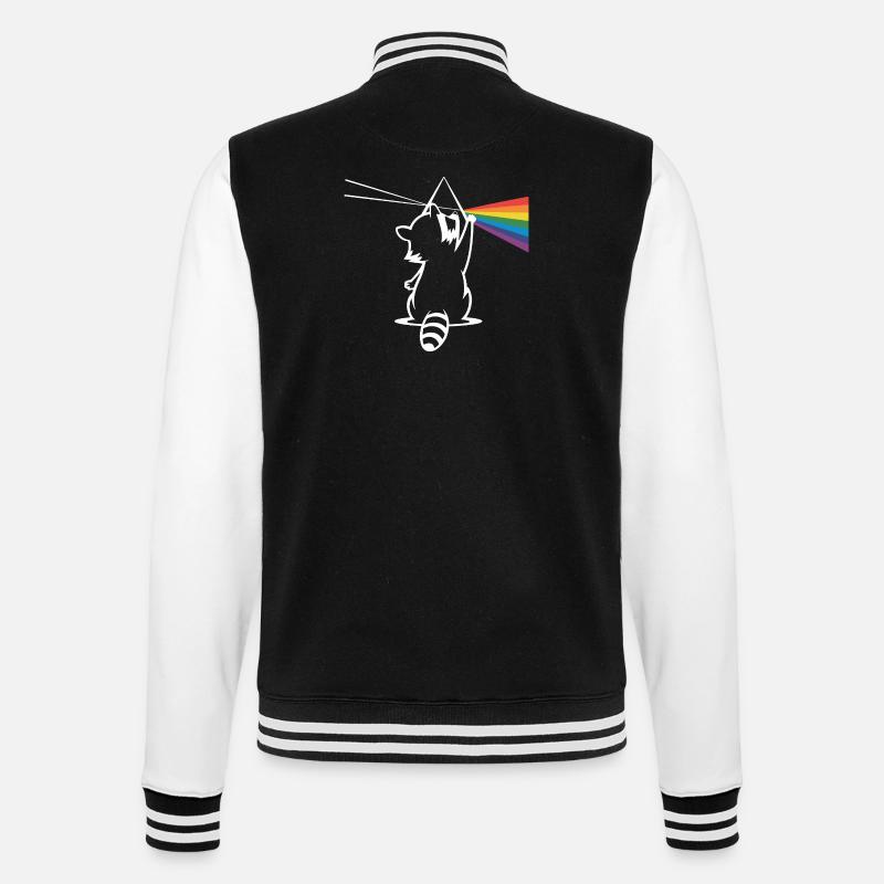 Waschbär Mit Prisma Und Regenbogen Spektrum - College-Sweatjacke - Schwarz/Weiß
