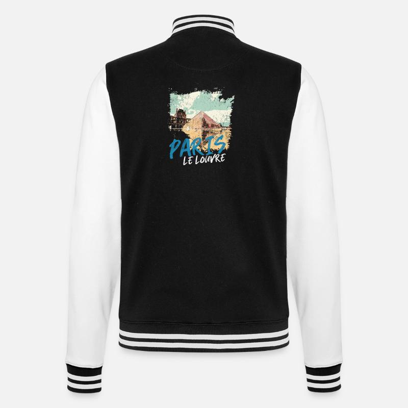 Louvre Pyramid and Paris Monuments - College Sweat Jacket - black/white