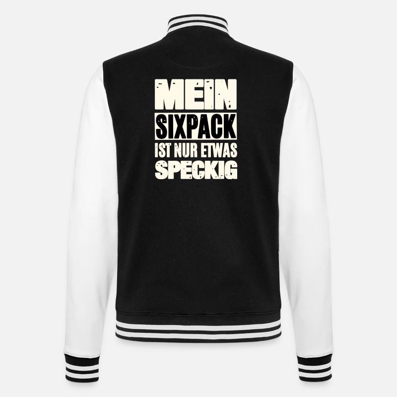 Lustiger Sixpack Spruch - College-Sweatjacke - Schwarz/Weiß