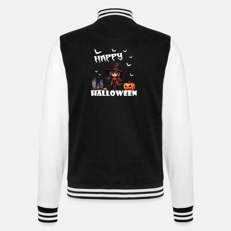 Halloween Witch Pumpkin Bat Design - College Sweat Jacket - black/white