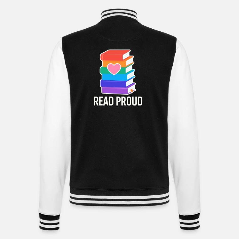 Reading Pride With Rainbow Heart - College Sweat Jacket - black/white