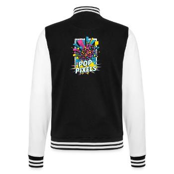 Pop Pixels Pop Culture Retro Video Game - College Sweat Jacket - black/white - Back - Marisol (170cm)