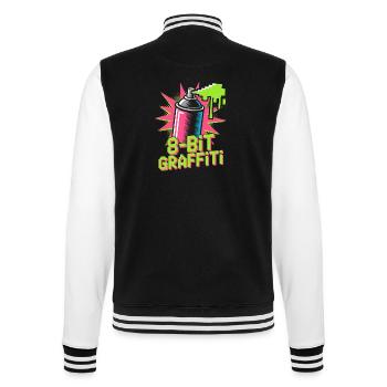 8-Bit Graffiti Pop Culture Retro Video Game - College Sweat Jacket - black/white - Back - Marisol (170cm)