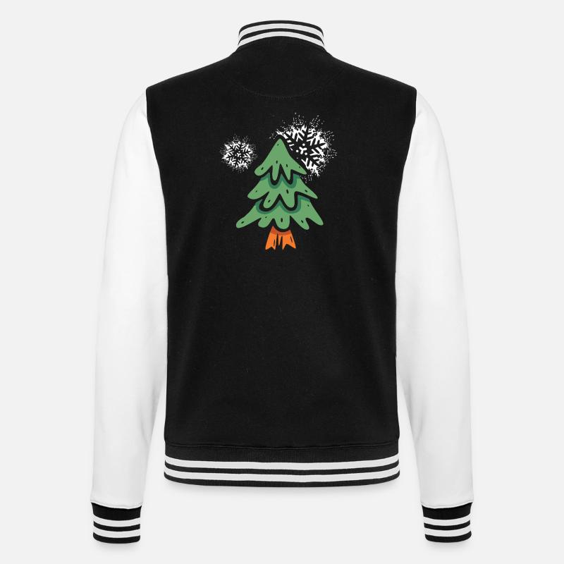 Weihnachtsbaum mit Schneeflocken - College-Sweatjacke - Schwarz/Weiß