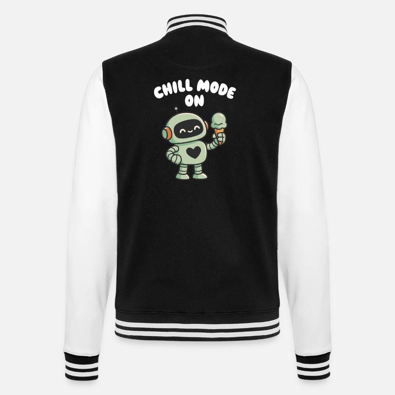 Entspannter Roboter mit Eistüte - College Sweat Jacket - black/white