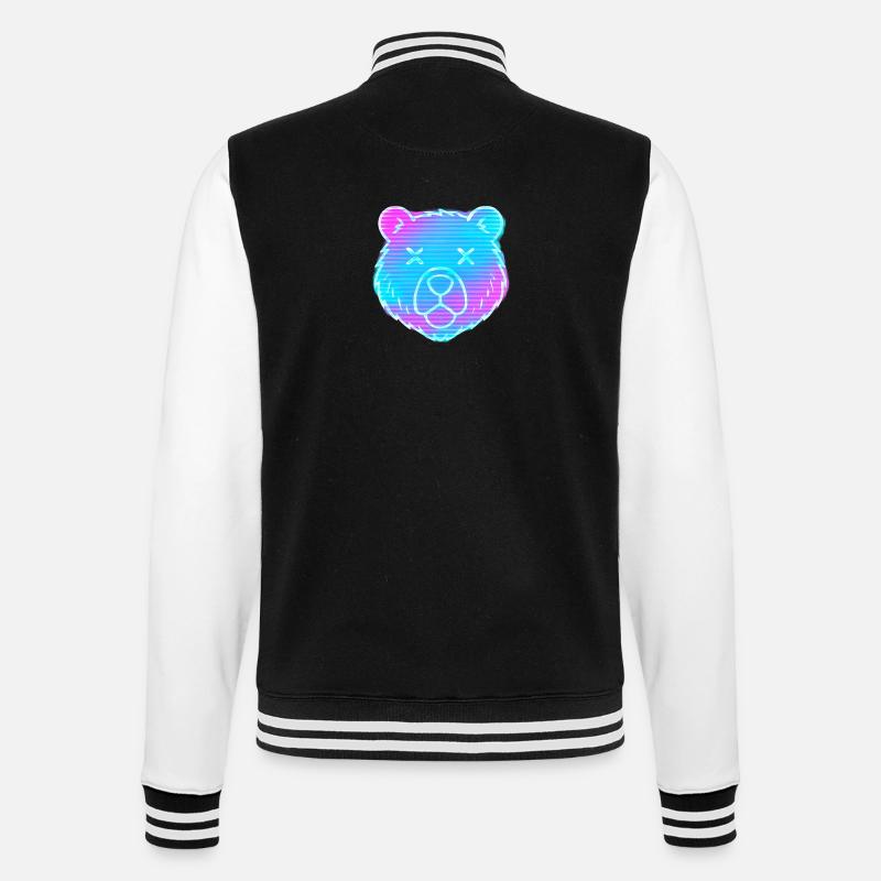 Neon Bear Head Gradient - College Sweat Jacket - black/white