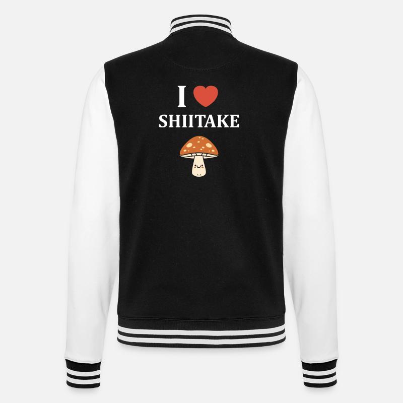 J’aime Shiitake champignon kawaii - Veste Teddy - noir/blanc