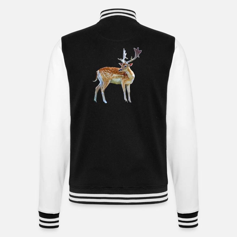 Cerf aquarelle avec bois - Veste Teddy - noir/blanc