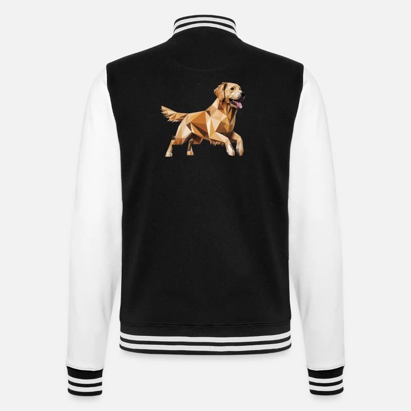 Golden Retriever - Cool Low Poly  Logo - Veste Teddy - noir/blanc
