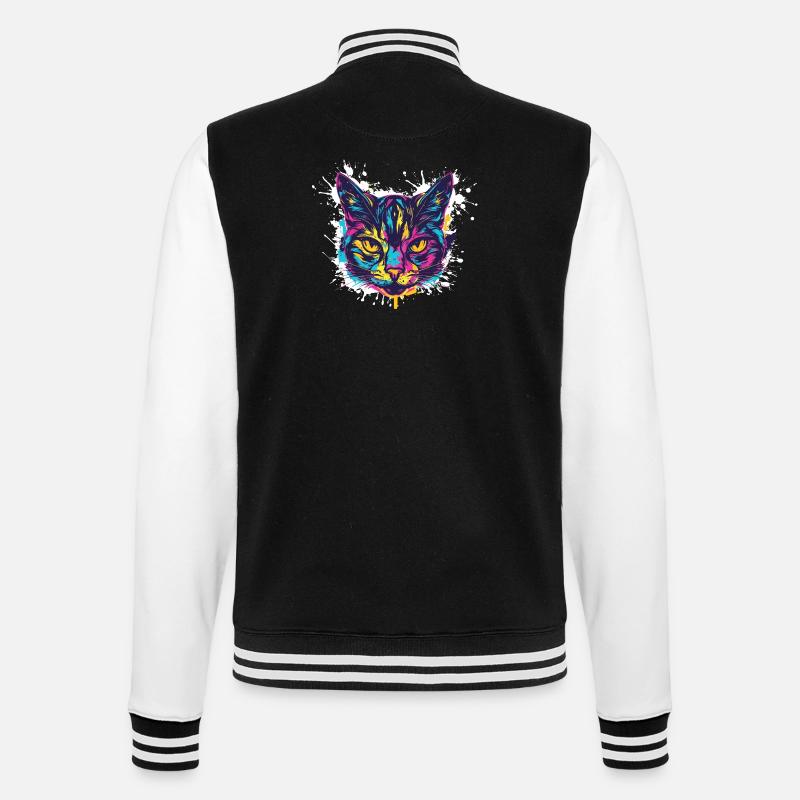 Cat Splatter Paint Blobs - College Sweat Jacket - black/white