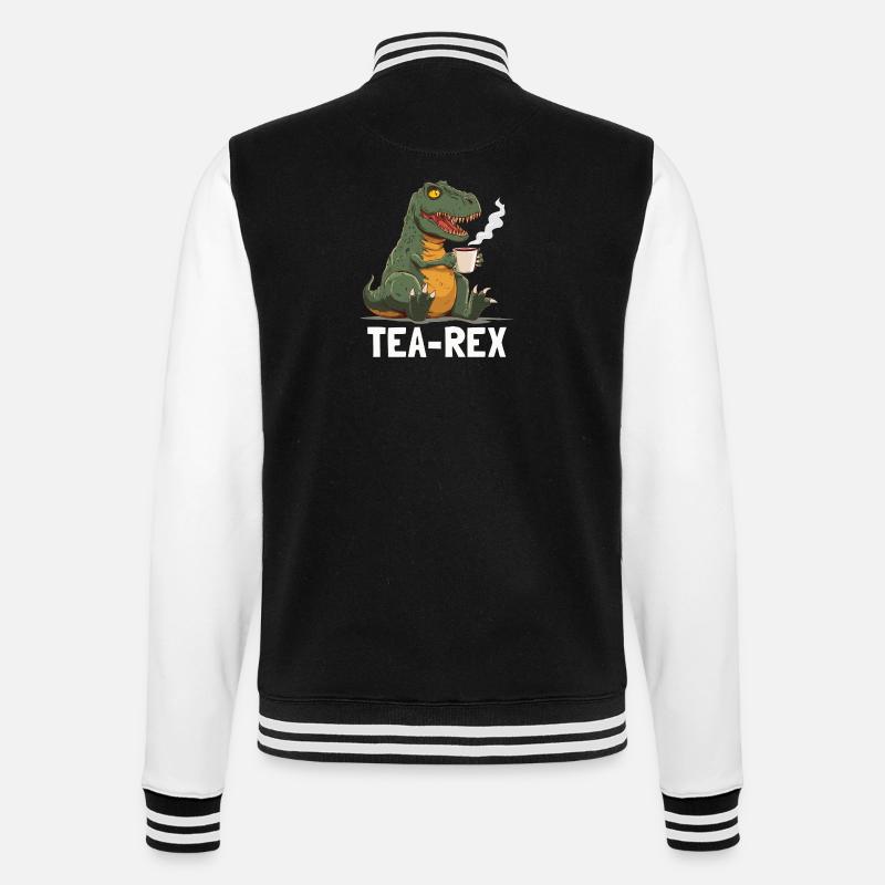 Funny T-Rex Dino Drinking Tea - College Sweat Jacket - black/white