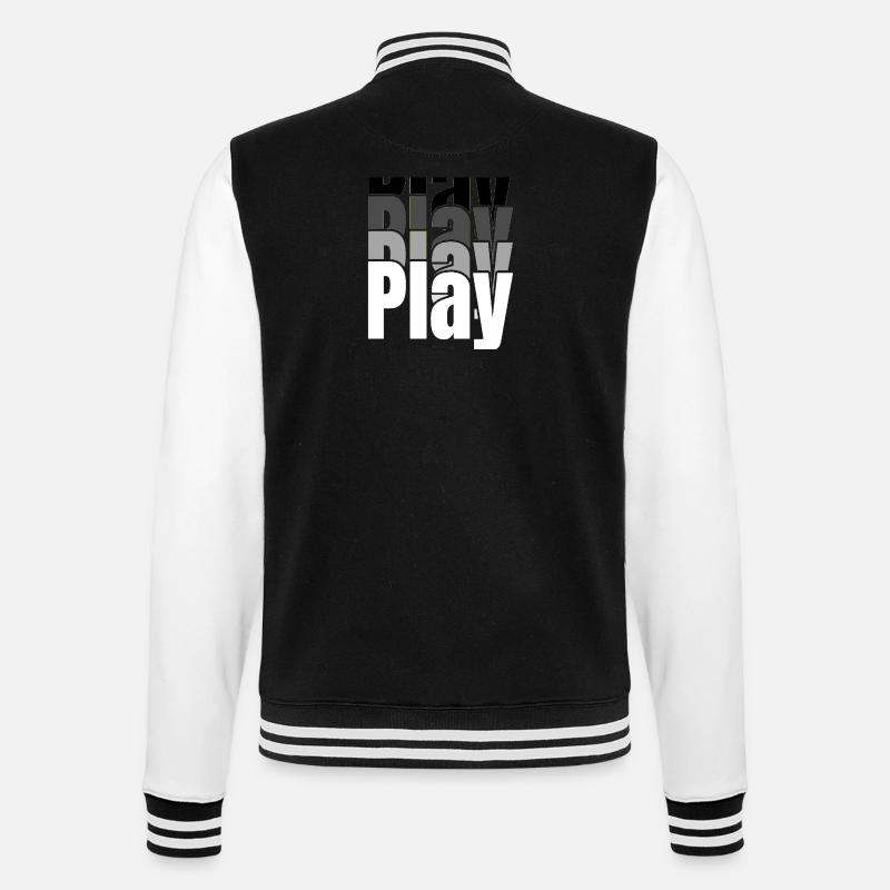 Overlapping Play Typography - College Sweat Jacket - black/white