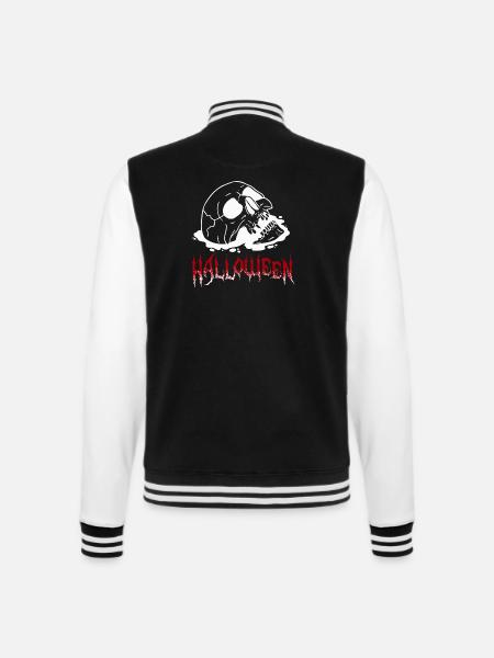 Totenkopf - Halloween Design - College-Sweatjacke - Schwarz/Weiß