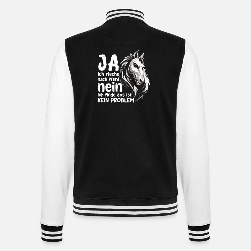 Pferde Spruch mit Pferdekopf Statement Hobby - College-Sweatjacke - Schwarz/Weiß