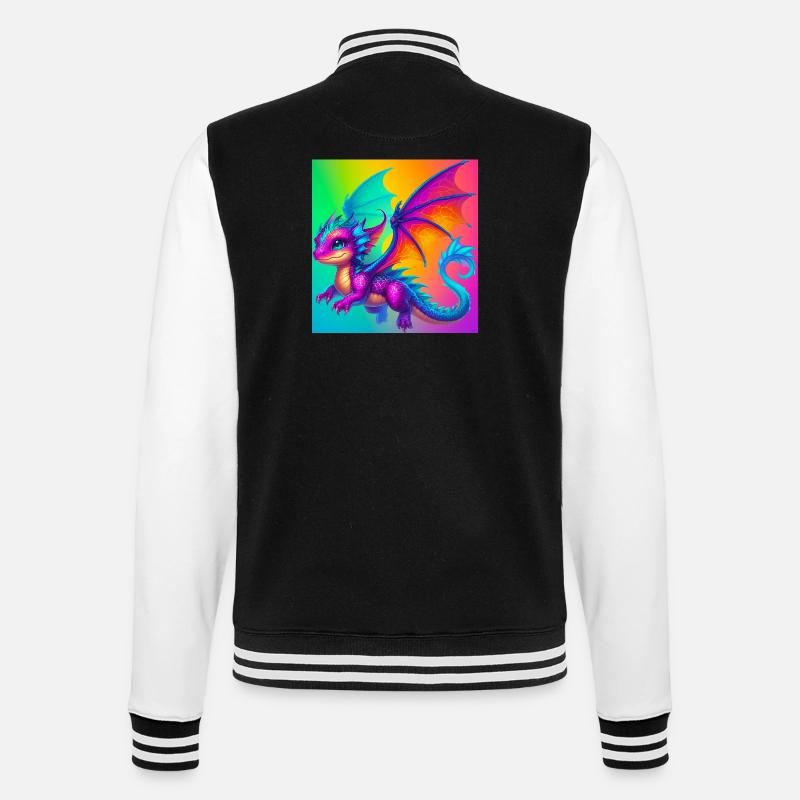 Drache - College-Sweatjacke - Schwarz/Weiß