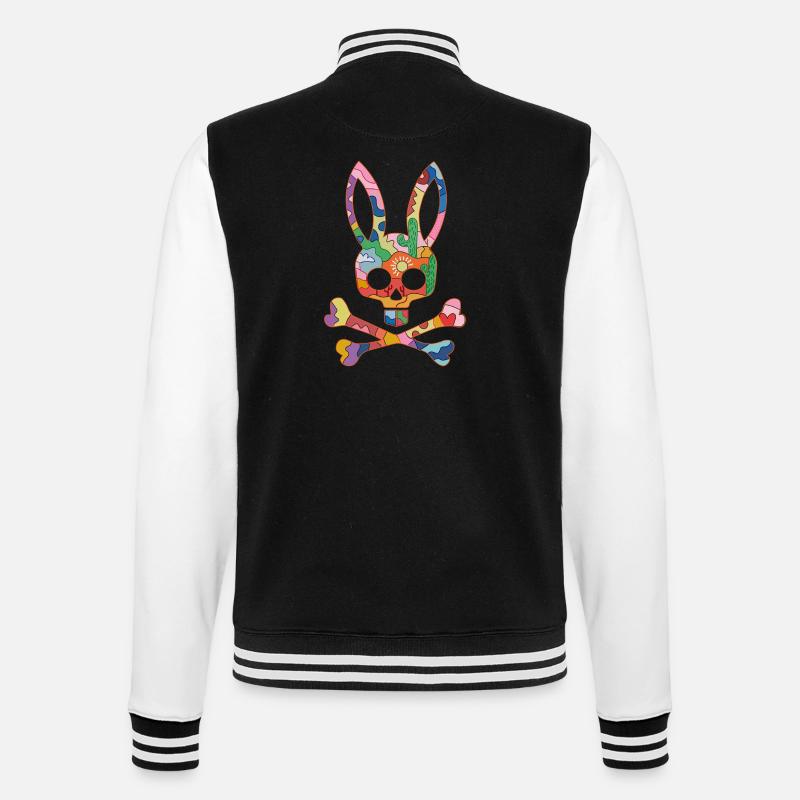 Rainbow Skull Bunny Patch - College Sweat Jacket - black/white