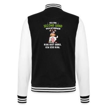 Vegetarier Kuh Isst Gras Ich Ess Kuh - College-Sweatjacke - Schwarz/Weiß - Hinten - Marisol (170cm)