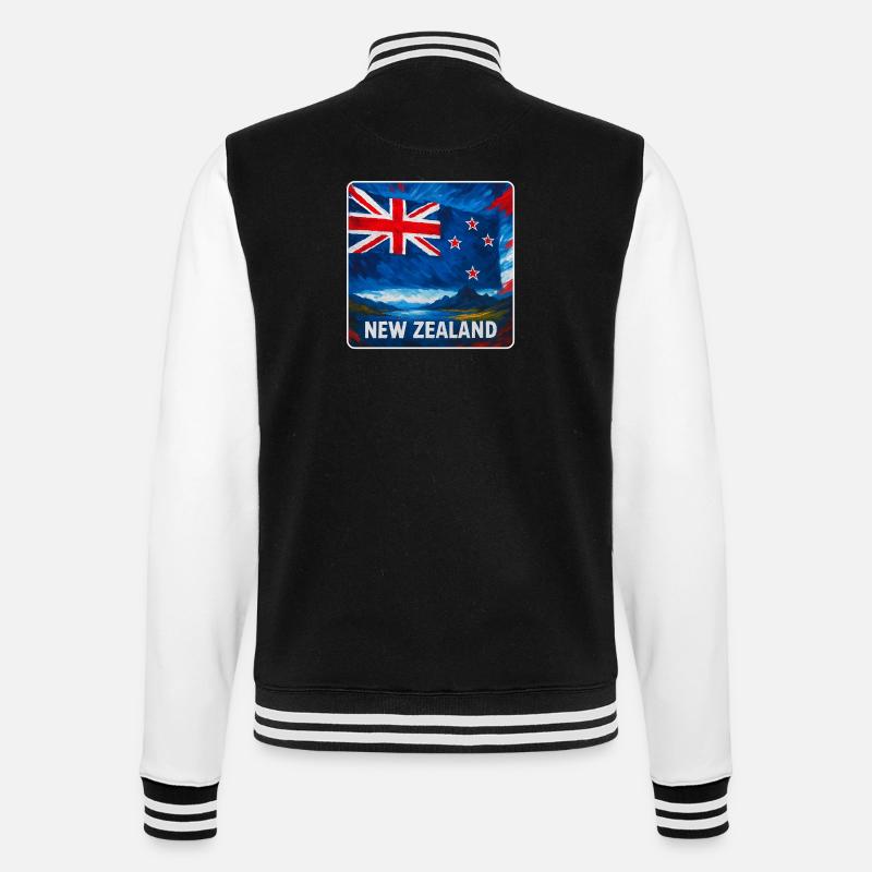 Neuseeland Flaggen Design - College-Sweatjacke - Schwarz/Weiß