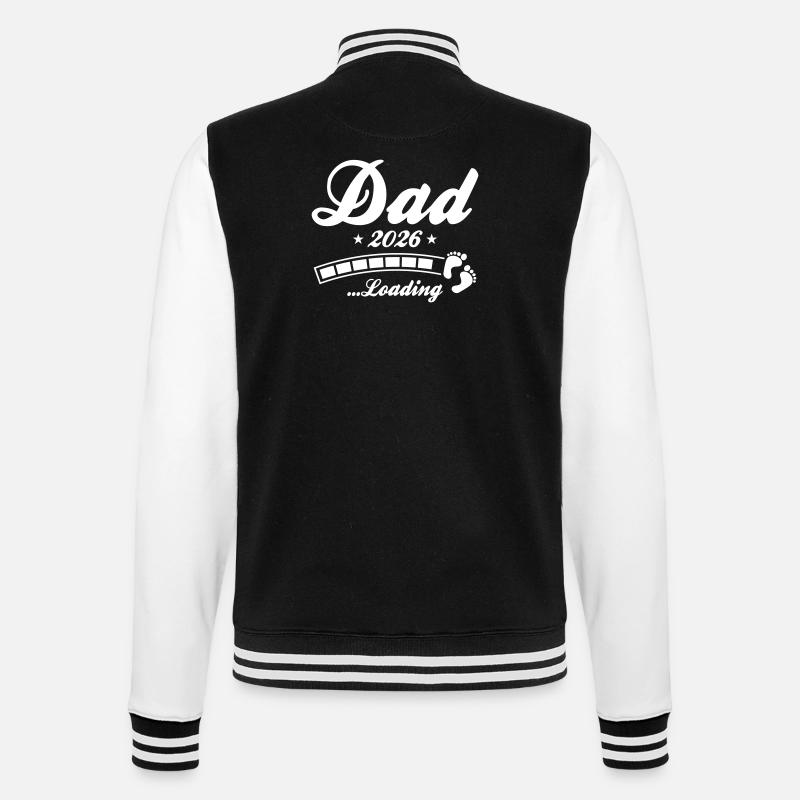 Dad 2026 Loading Papa - College-Sweatjacke - Schwarz/Weiß