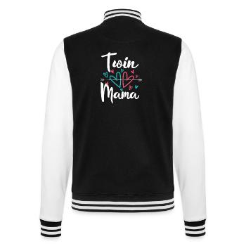 Zwillingsmama Schwangerschaft Mom of Twins - College-Sweatjacke - Schwarz/Weiß - Hinten - Marisol (170cm)