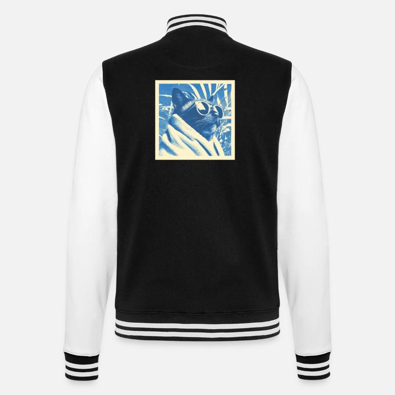 Cool Retro Cat Design - College-Sweatjacke - Schwarz/Weiß