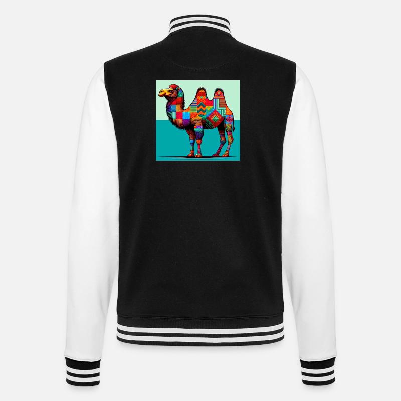 Kamel - College-Sweatjacke - Schwarz/Weiß