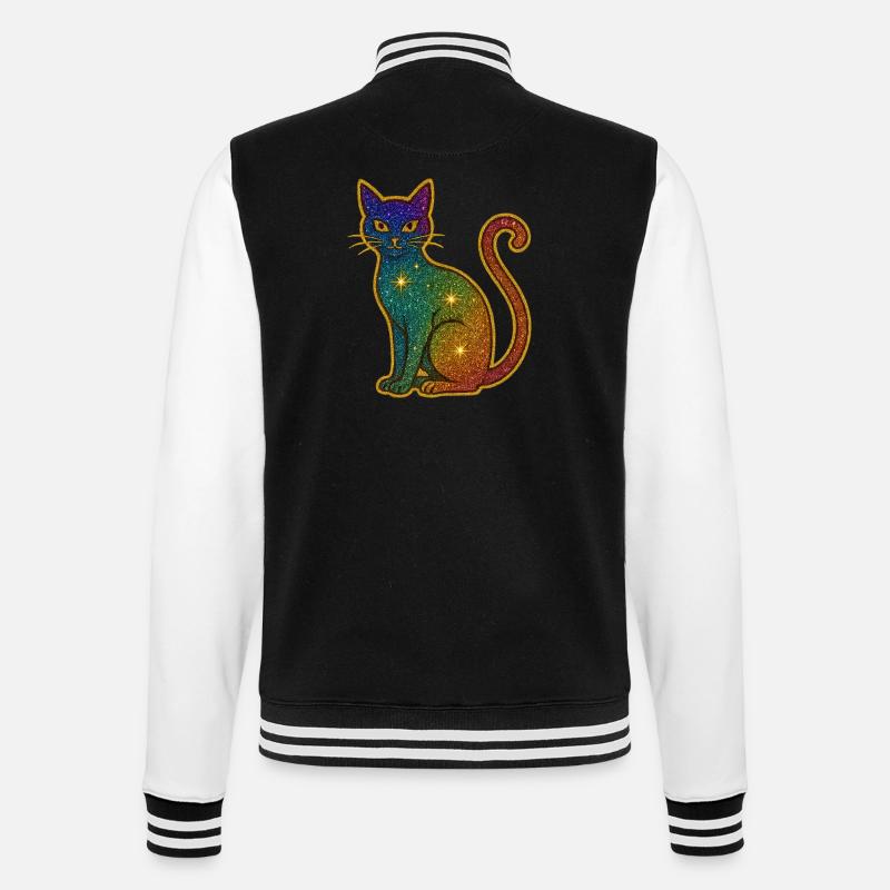 Rainbow glitter cat for Halloween - College Sweat Jacket - black/white