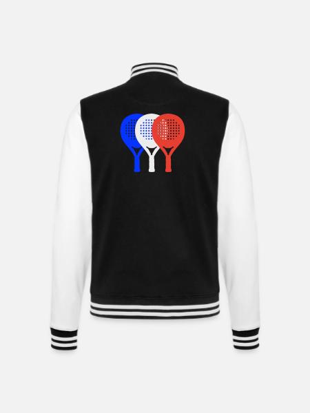 Padel-Frankreich2 - College-Sweatjacke - Schwarz/Weiß