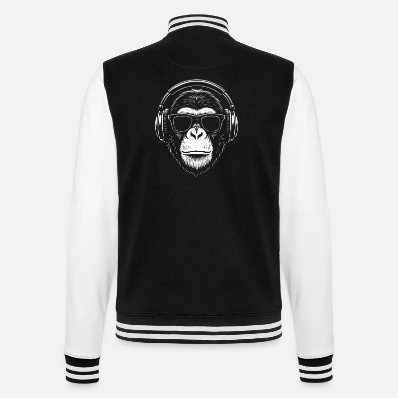 Monkey DJ Casque Silhouette - Veste Teddy - noir/blanc