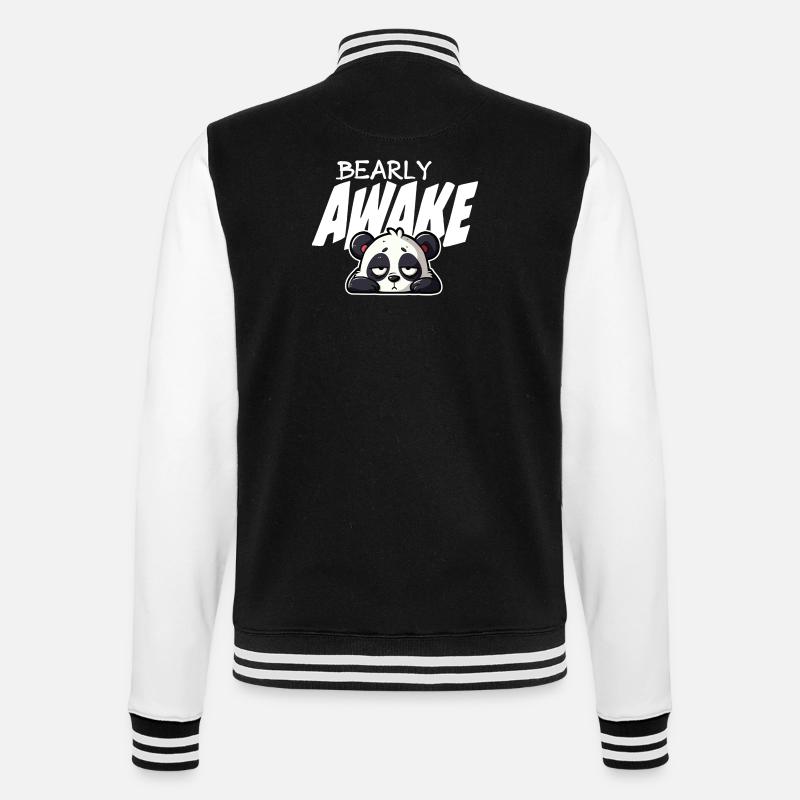 Sleeping Panda Barely Awake - College Sweat Jacket - black/white