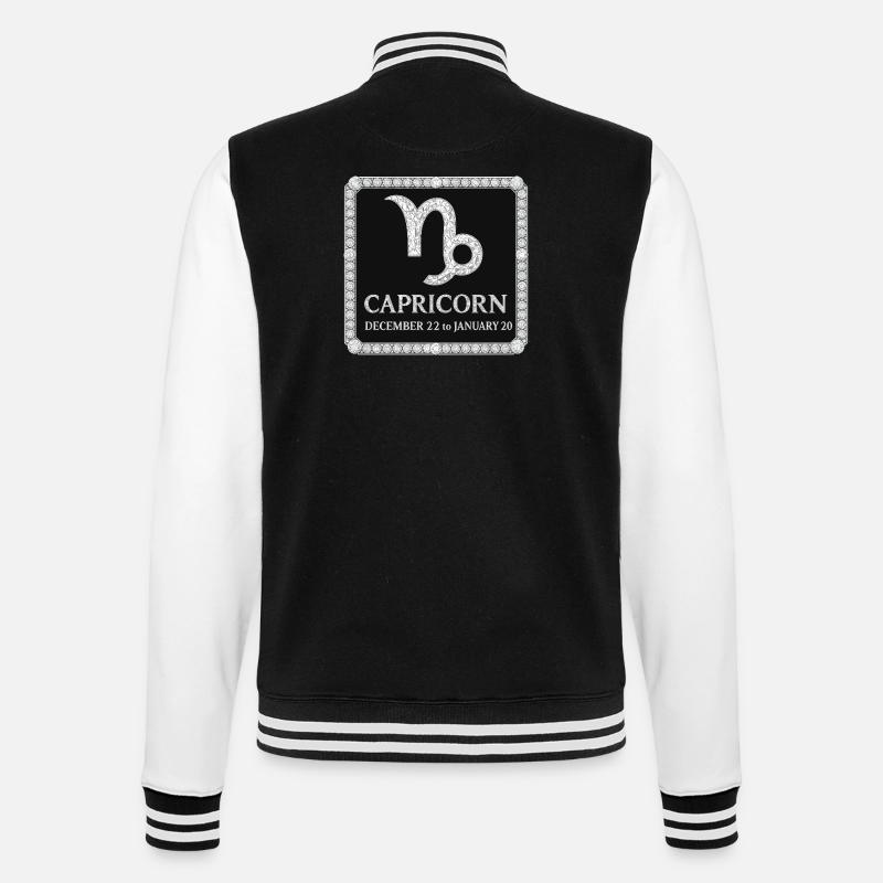 Sternzeichen Steinbock - College-Sweatjacke - Schwarz/Weiß