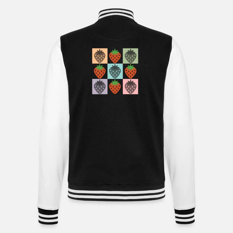 Pastellfarbenes Erdbeergitter Chekered Erdbeere - College-Sweatjacke - Schwarz/Weiß