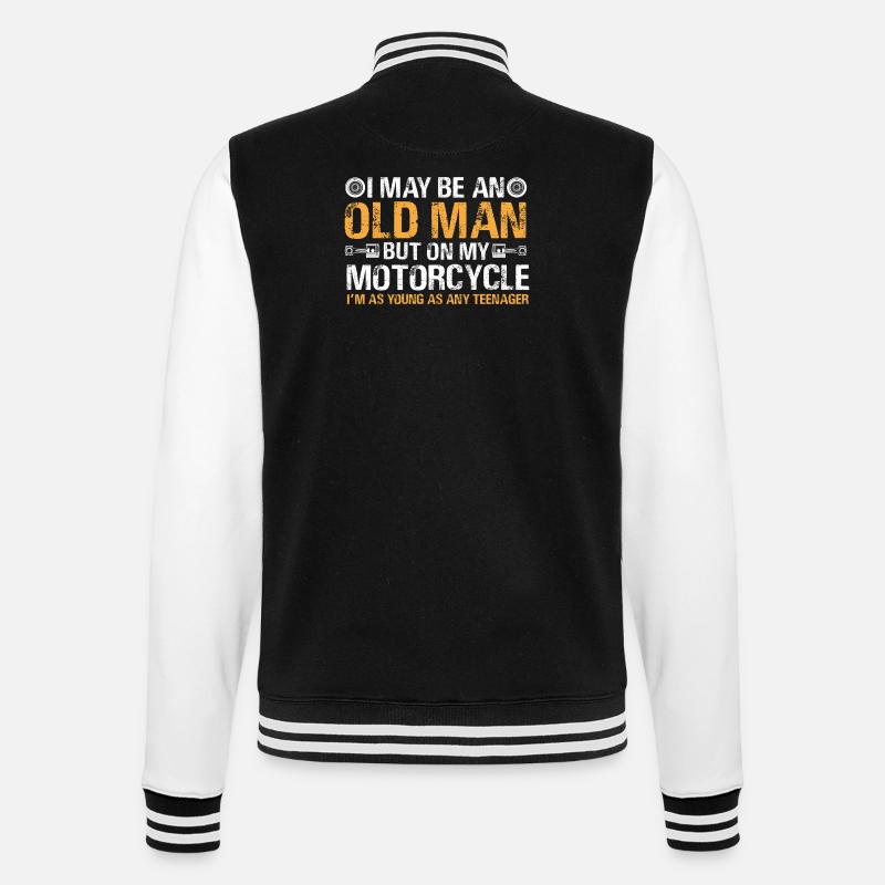 Motorcycle Old Man - College Sweat Jacket - black/white