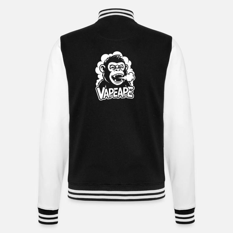 Vapeape Affe mit Dampf - College-Sweatjacke - Schwarz/Weiß