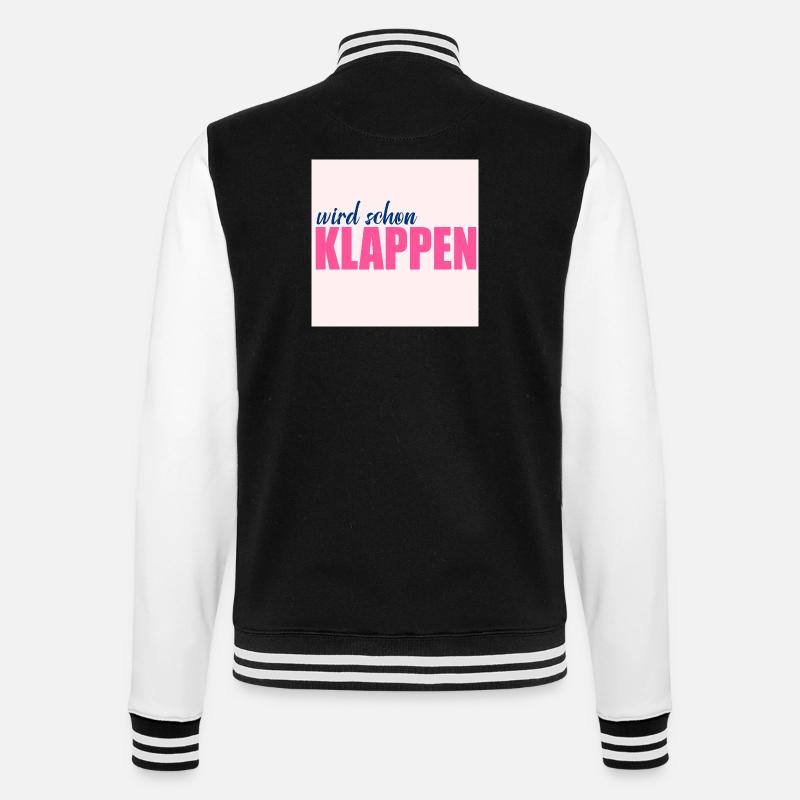 Will work out Optimism - College Sweat Jacket - black/white