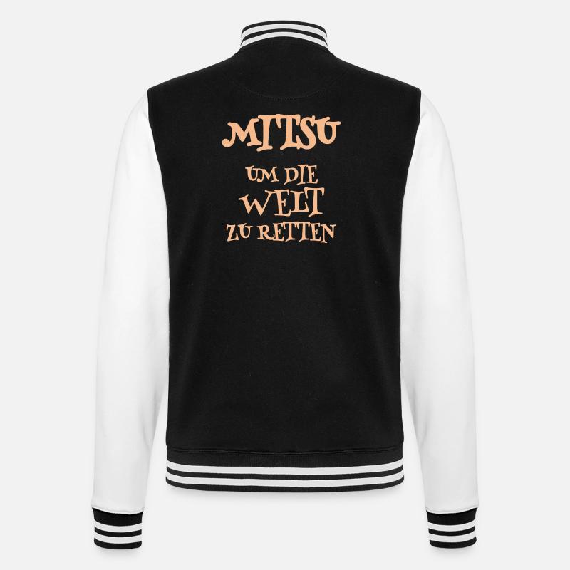 Mitsu - College-Sweatjacke - Schwarz/Weiß