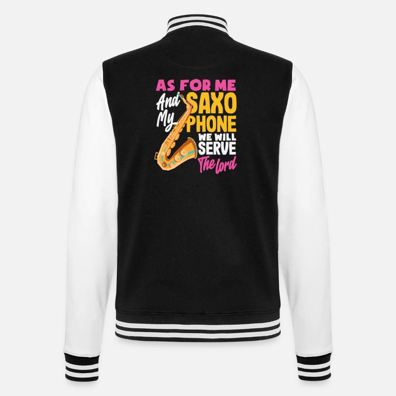 Saxofon - College-Sweatjacke - Schwarz/Weiß