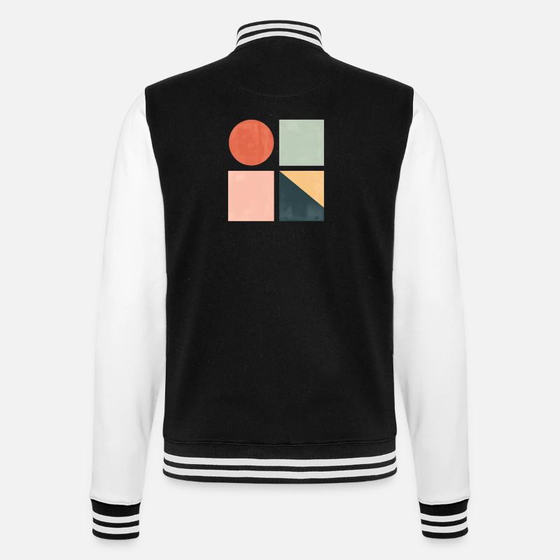 Minimal Geometric Shapes — Modern Abstract Art - College Sweat Jacket - black/white