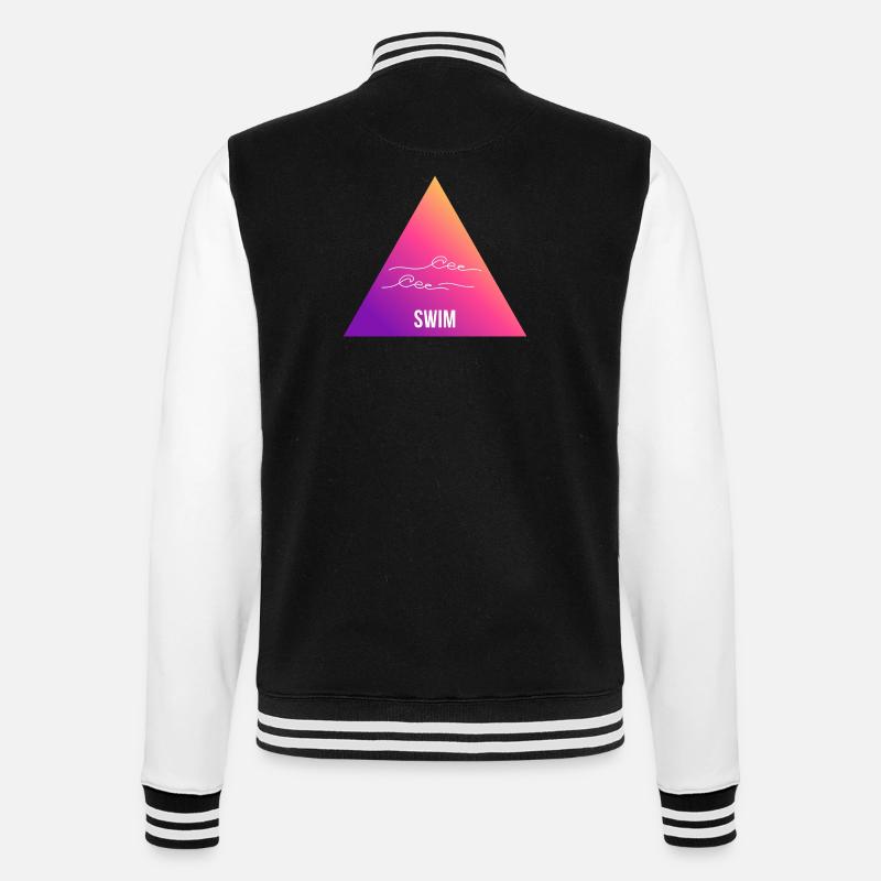 Swimming Gradient Triangle Waves - College Sweat Jacket - black/white