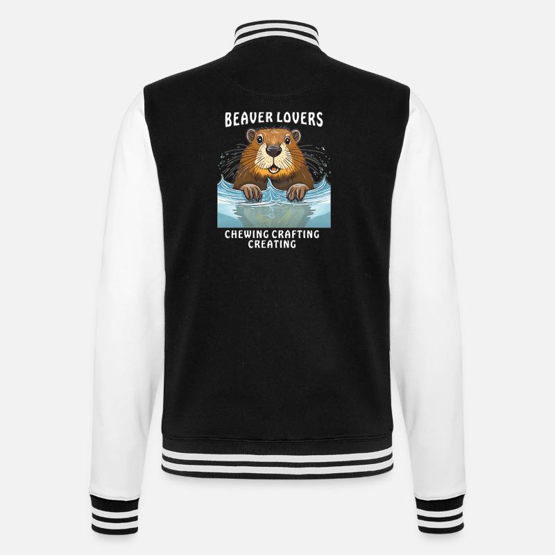 BEAVER LOVERS CHEWING CRAFTING CREATING - College Sweat Jacket - black/white
