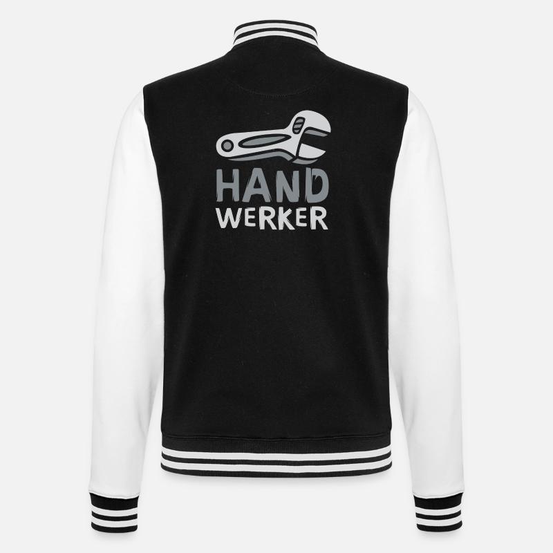 Artisan Comic Design with Wrench - College Sweat Jacket - black/white