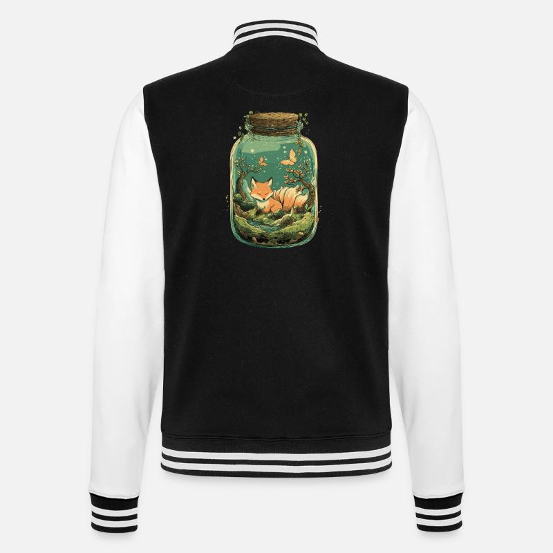 Magic Kitsune Fox Kawaii Terrarium - College Sweat Jacket - black/white